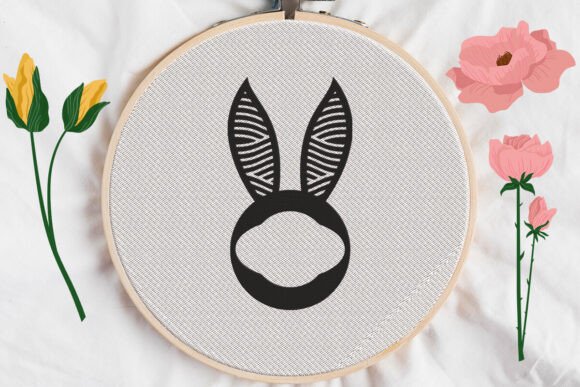 Bunny Head Monogram: A Charming Embroidery Design