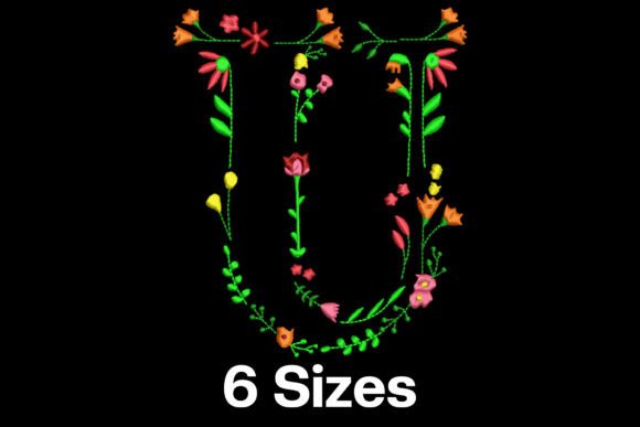 Charming Flower Alphabet Letter U for Holiday Projects