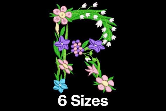 Charming Flower Letter R for Seasonal Embroidery