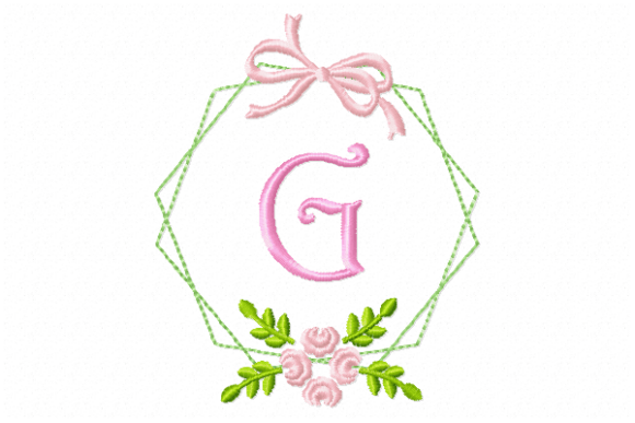 Charming Frame Flower Monogram Letter G