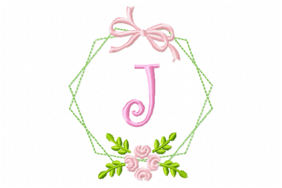 Charming Frame Flower Monogram Letter J