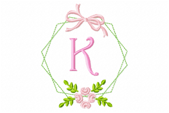 Charming Frame Flower Monogram Letter K