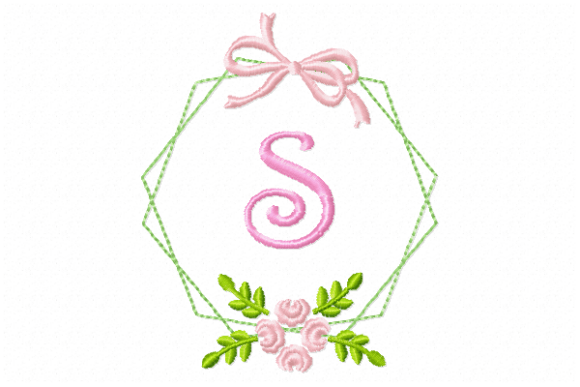 Charming Frame Flower Monogram Letter S