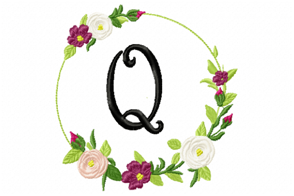 Charming Frame Roses Monogram Letter Q