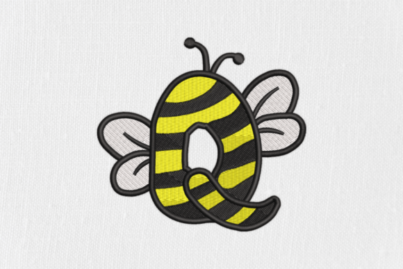 Charming Letter Q Bee Monograms Embroidery
