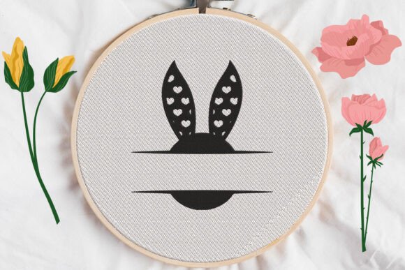 Charming Split Bunny Ears Monogram Text Frame