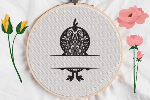 Chicken Split Monogram: A Charming Farm Embroidery Design