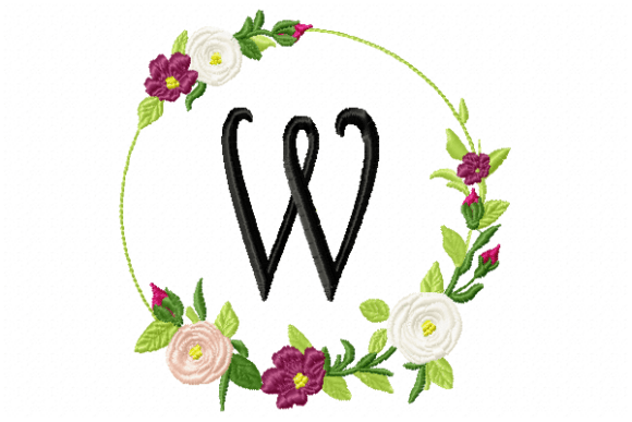 Elegant Frame Roses Monogram Letter W for Holidays
