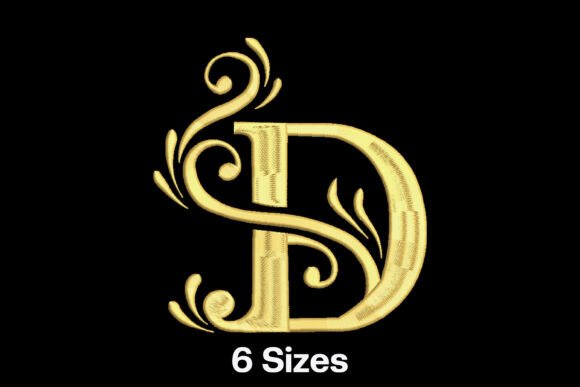 Elegant Gold Letter D: A Festive Embroidery Design