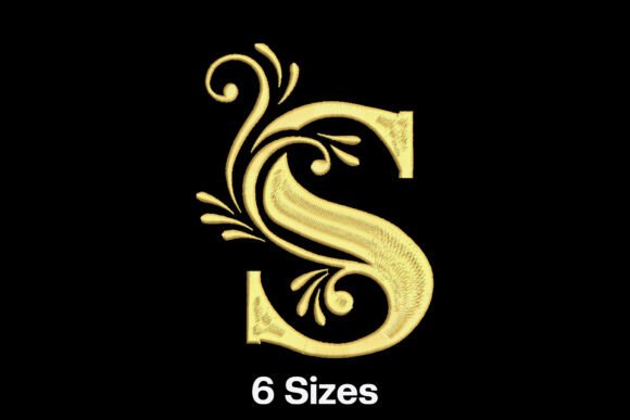 Elegant Gold Letter S: A Charming Embroidery Design