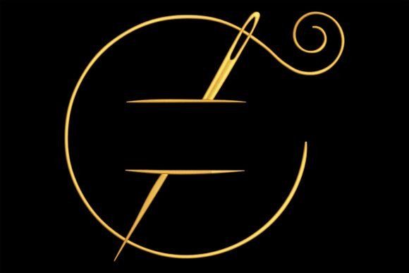 Elegant Sewing Needle and Thread Monogram