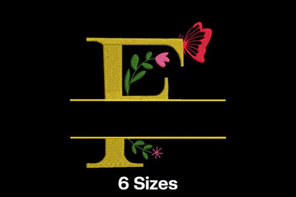 Floral Split Letter F: A Playful Embroidery Design