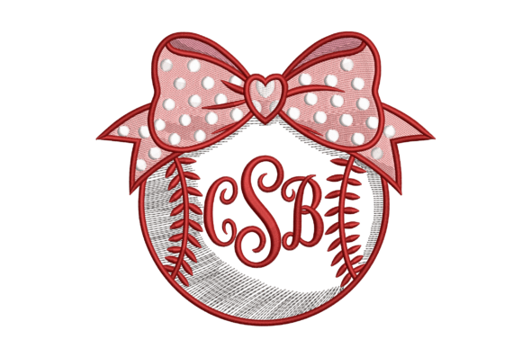 Monogram Baseball Bow: A Charming Embroidery Design
